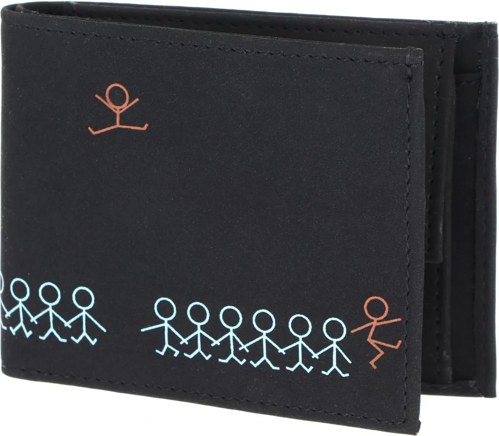 oxmox portafoglio New Cryptan RFID Protect Pocketbörse Jumping Jack Print Cyan Black nero