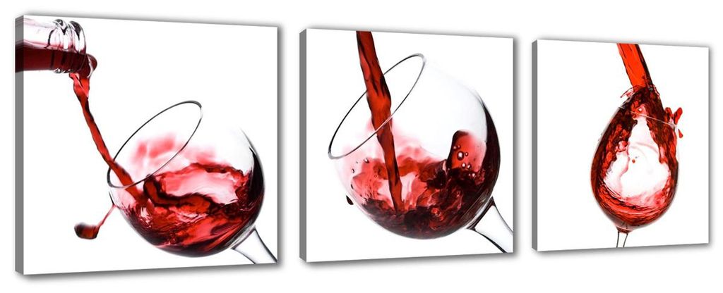 4219 Rotwein Leinwandbild 3-teilig 150x50 cm