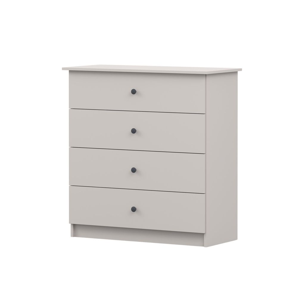 Kommode Sideboards Highboard für das Kinderzimmer 95 cm Kaschmir/Kaschmir mit vier Schubladen und graue Griffe Olaf 02