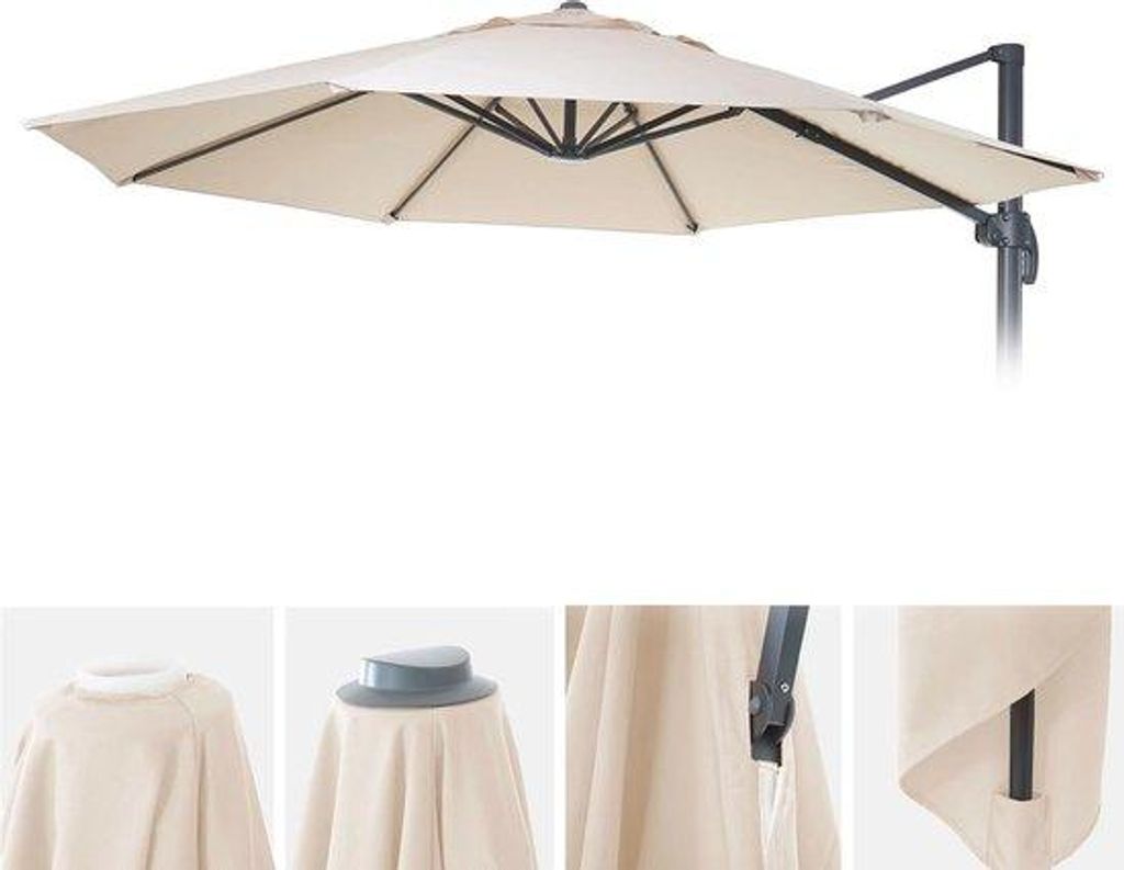 Dünnes, Wetterfestes Sonnenschirmsegel 3,5 m aus Creme Polyester 220 g/m².