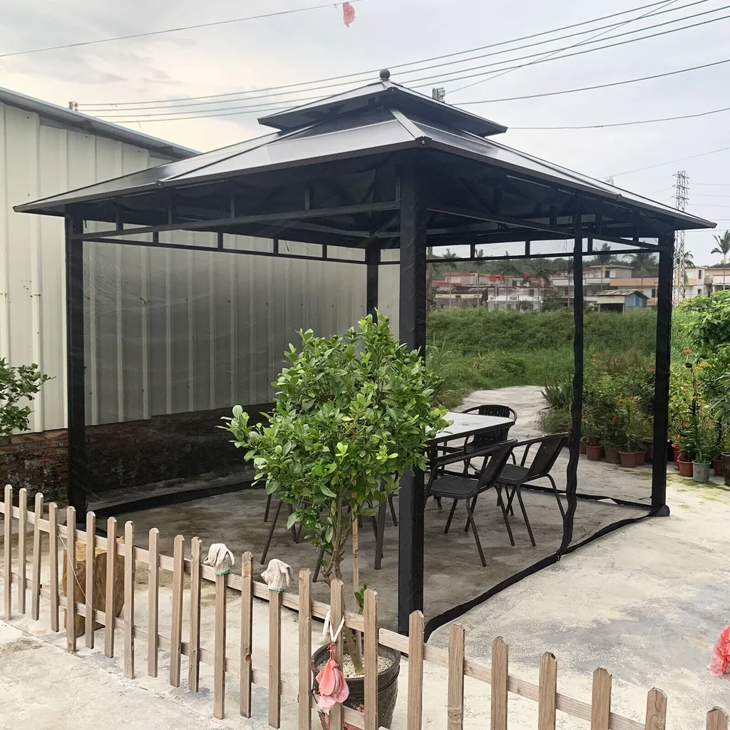 Topchances Moustiquaire Gazebo 300x360cm - Filet de Remplacement Noir - 4