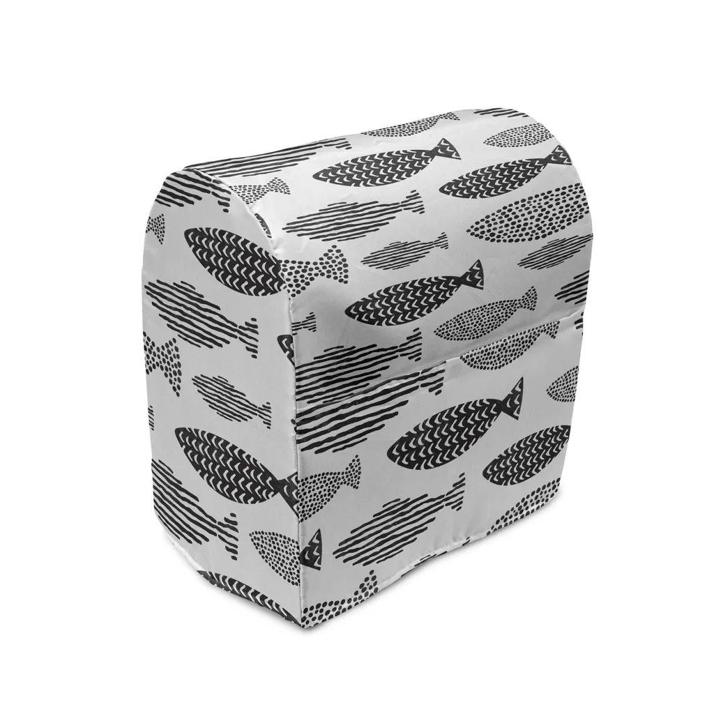 ABAKUHAUS Copertura per frullatore a immersione, Animali marini Bianco e nero, Custodia per elettrodomestici da cucina con tasche, 36 x 39 x 24 cm, Bianco e nero