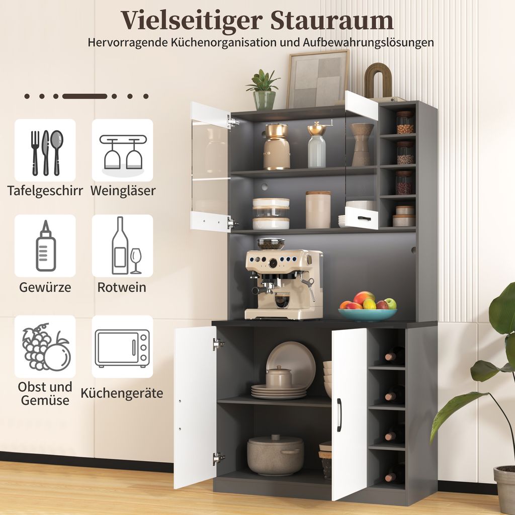 Flieks Küche Hochschränke Küchenbuffet mit LED, Produktbild 8