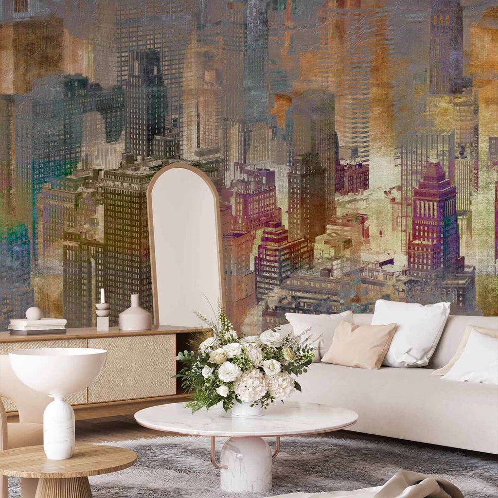 Selbstklebende Folie Fototapete - City in the mist 196x140 cm Städte 10110904-36