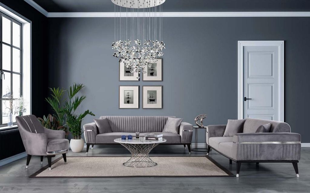 Sessel Stoff Wohnzimmer Textil Möbel Farbe Grau Einsitzer Sitzer Sofas Sitz neu