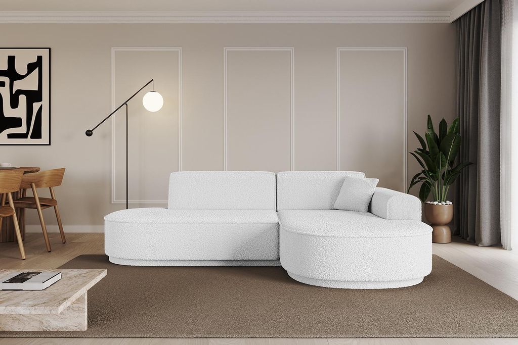 ALTDECOR Ecksofa in L-Form MARI-L1-v3 - 243x171x83 cm Weiß - Corner Sofa Bett Eckcouch Couch Wohnlandschaft Cauchsofa