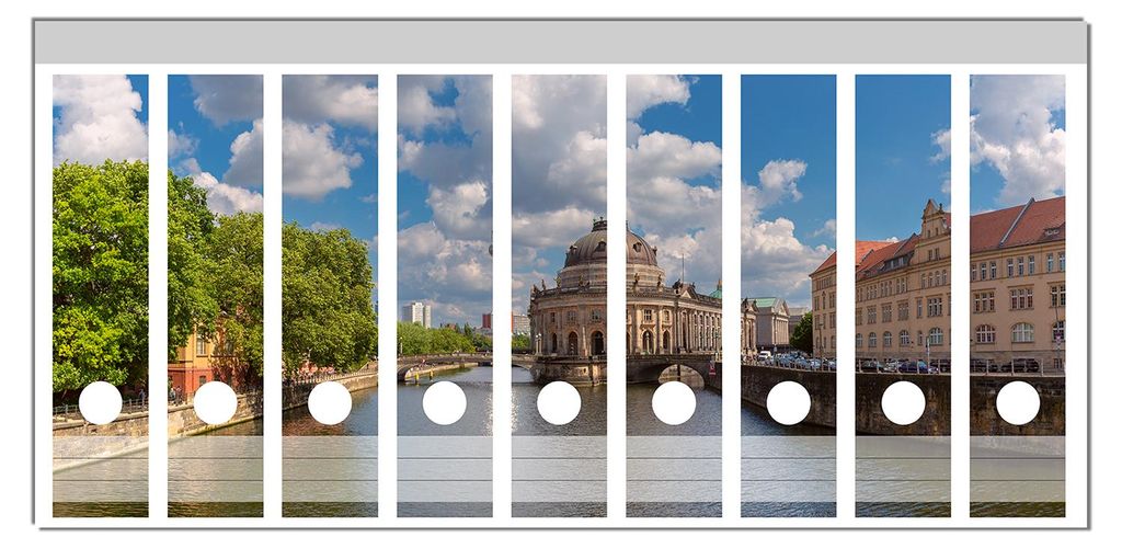 Wallario Ordnerrücken Sticker, selbstklebend für breite Ordner, 9 Stück, Motiv Blick auf Berlin