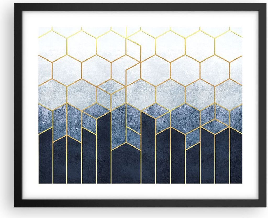Gerahmtes Poster - Schwarzer Rahmen - Abstraktion Figuren Geometrisch - 50x40 cm - Wand Bild - Wanddeko - Wandbilder - Kunstposter - Wandposter - B...