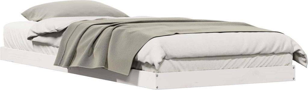 vidaXL Bodenbettrahmen Weiß 213,5 x 104 x 9 cm Massives Kiefernholz