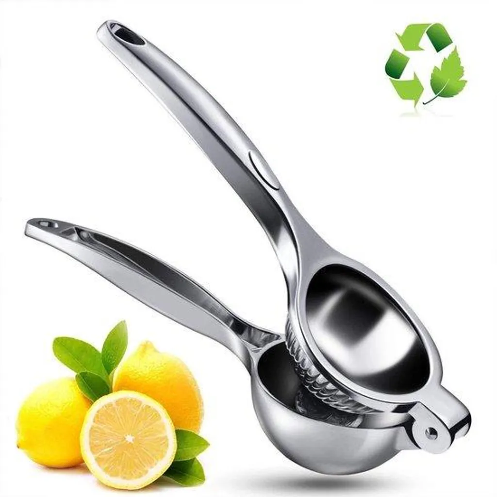 Presse-citron en acier inoxydable argenté robuste et lavable au lave-vaisselle