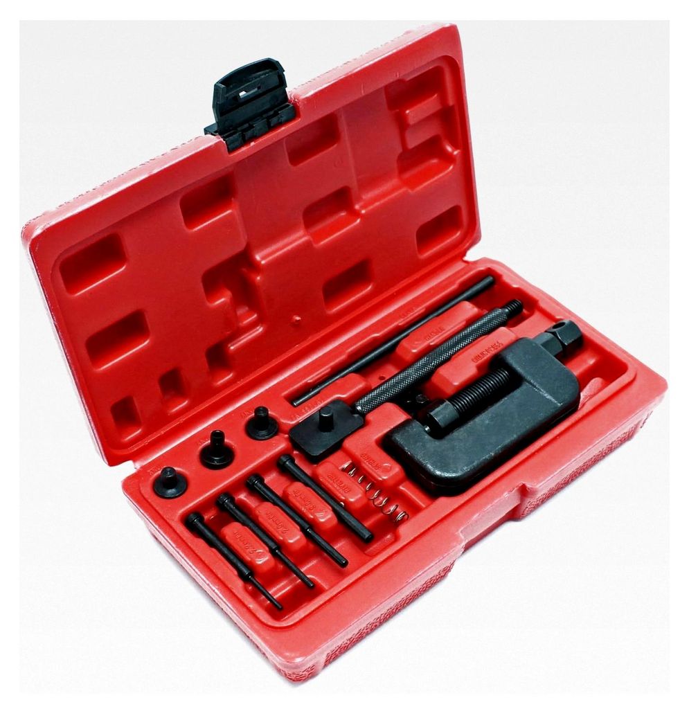 Kettennieter für 420-630 Ketten, Kettenteiler mit 3 Trennspitzen im Koffer, Kettentrenner für Motorrad- und Steuerketten