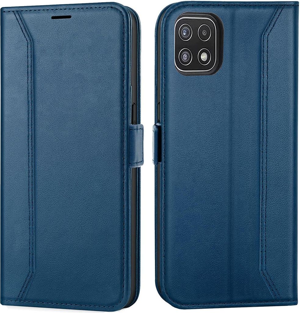Conie RFID Klapp Tasche für Samsung Galaxy A22 5G Kartenfach Hülle Rundumschutz in Blau