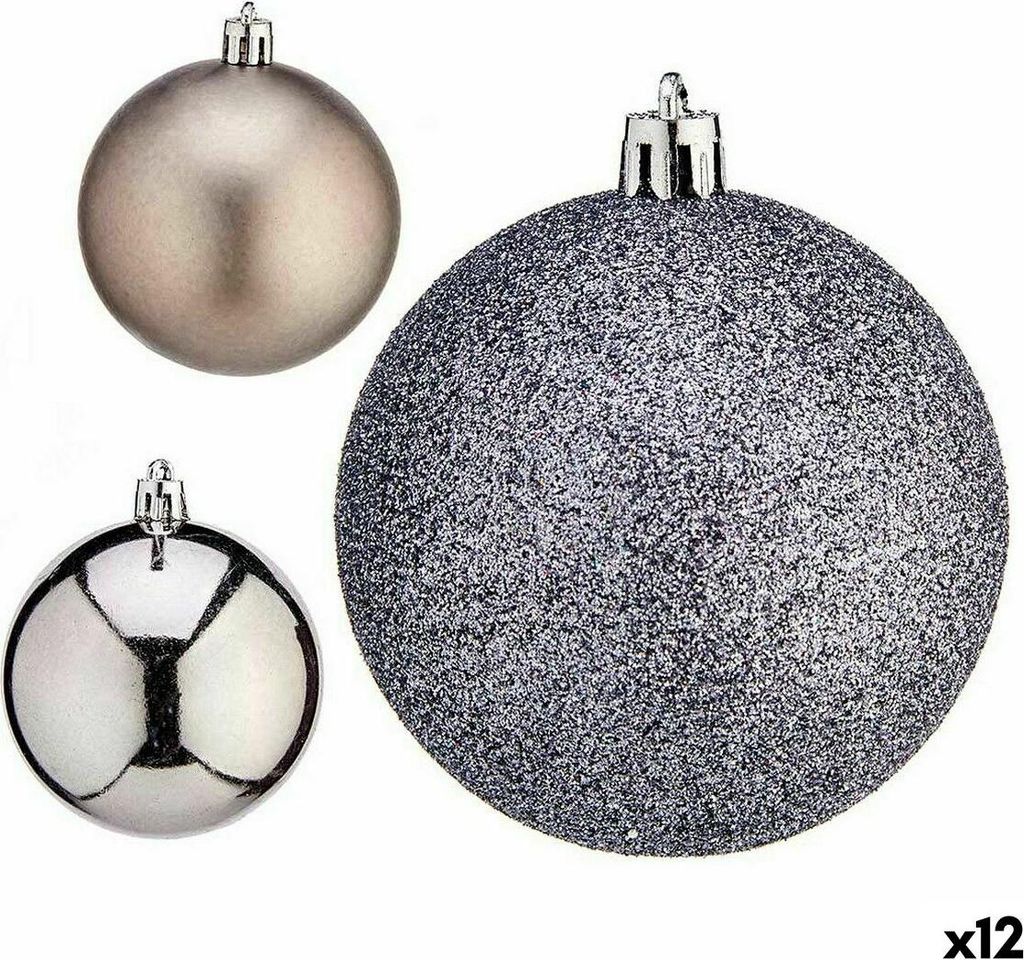 Weihnachtskugeln-Set Krist+ Silberfarben Kunststoff Ø 7 cm (12 Stück)