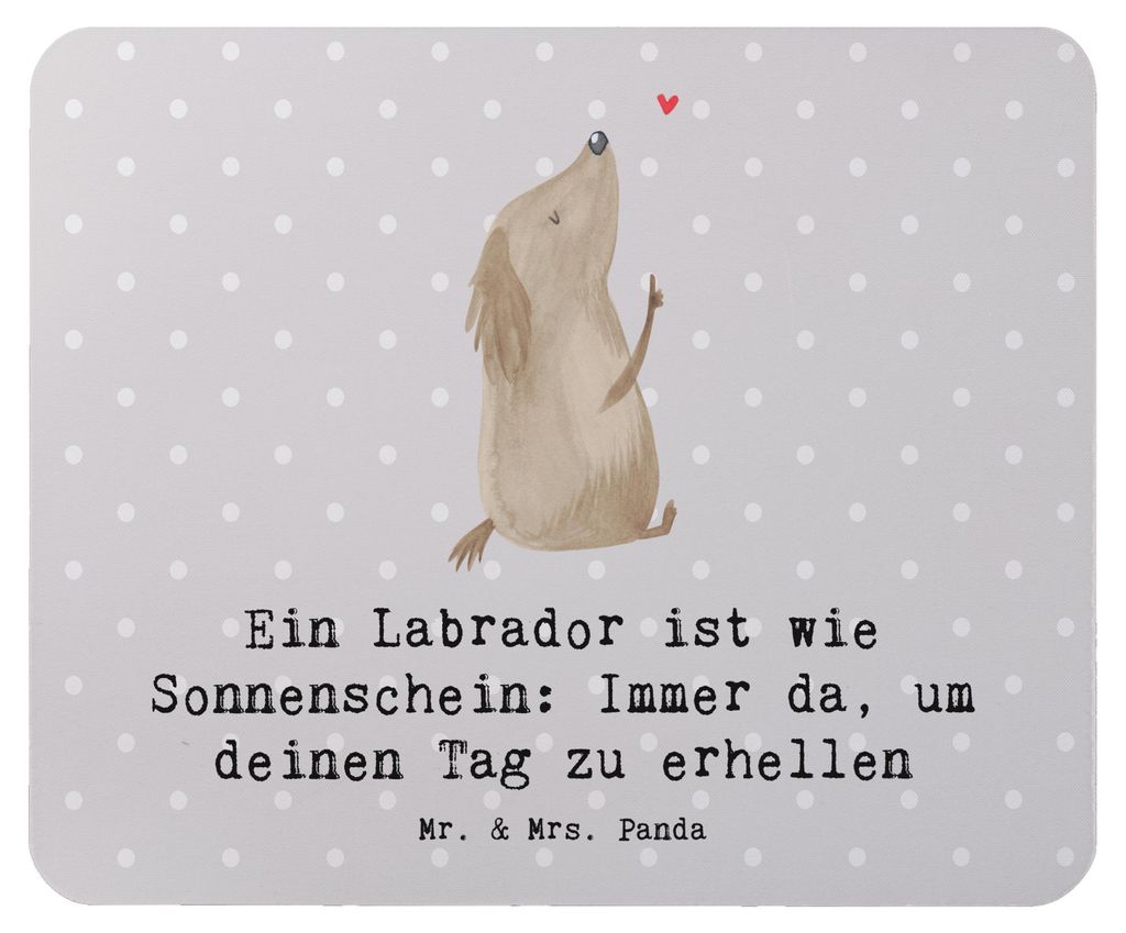 Mr. & Mrs. Panda Mouse Pad Labrador Sonnenschein - Grau Pastell - Geschenk, Hunderassen Beschreibung, Mauspad, fröhlich, Mousepad, Therapiehund, H...