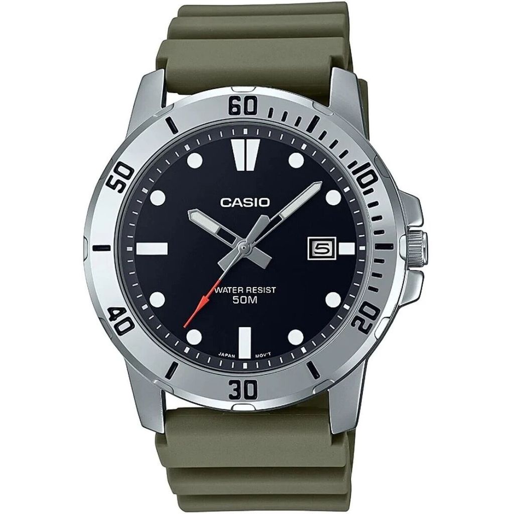 A close-up studio shot of a Casio watch.