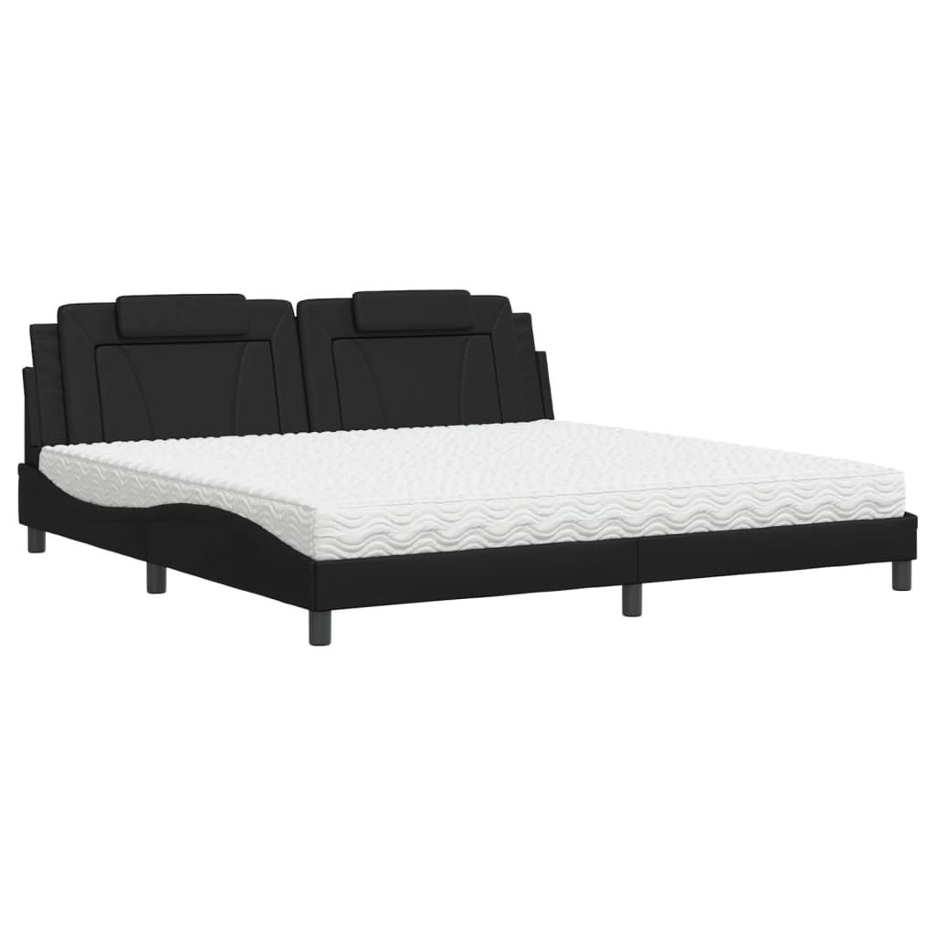 Bett "Viana" mit Matratze Schwarz 200x200 cm Kunstleder
