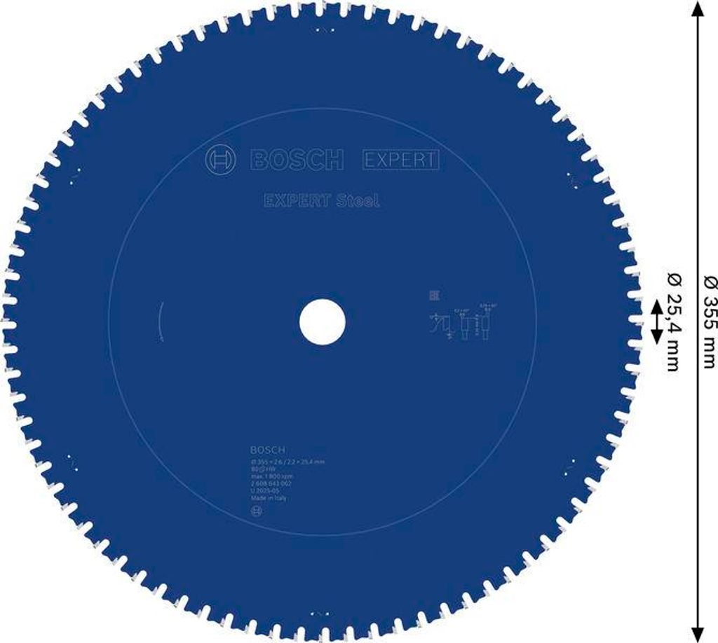 EXPERT Steel Kreissägeblatt, 355x2,6/2,2x25,4 mm, Z80 Produktbild 