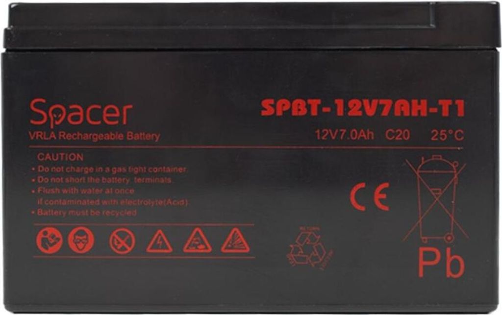 USV-Batterie SPACER 12V/7Ah, schwarz