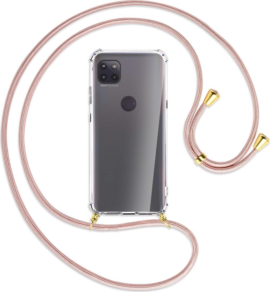 Handykette Backcover-Schutzhülle mit Band (Metall goldfarben) für Motorola Moto G 5G - roségold