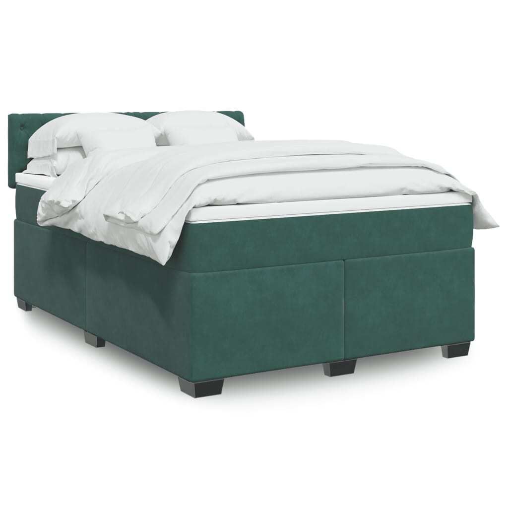 "2026 Promotion" Boxspringbett mit Matratze - Dunkelgrün 140x190 cm - Samt - Polsterbett CC14555