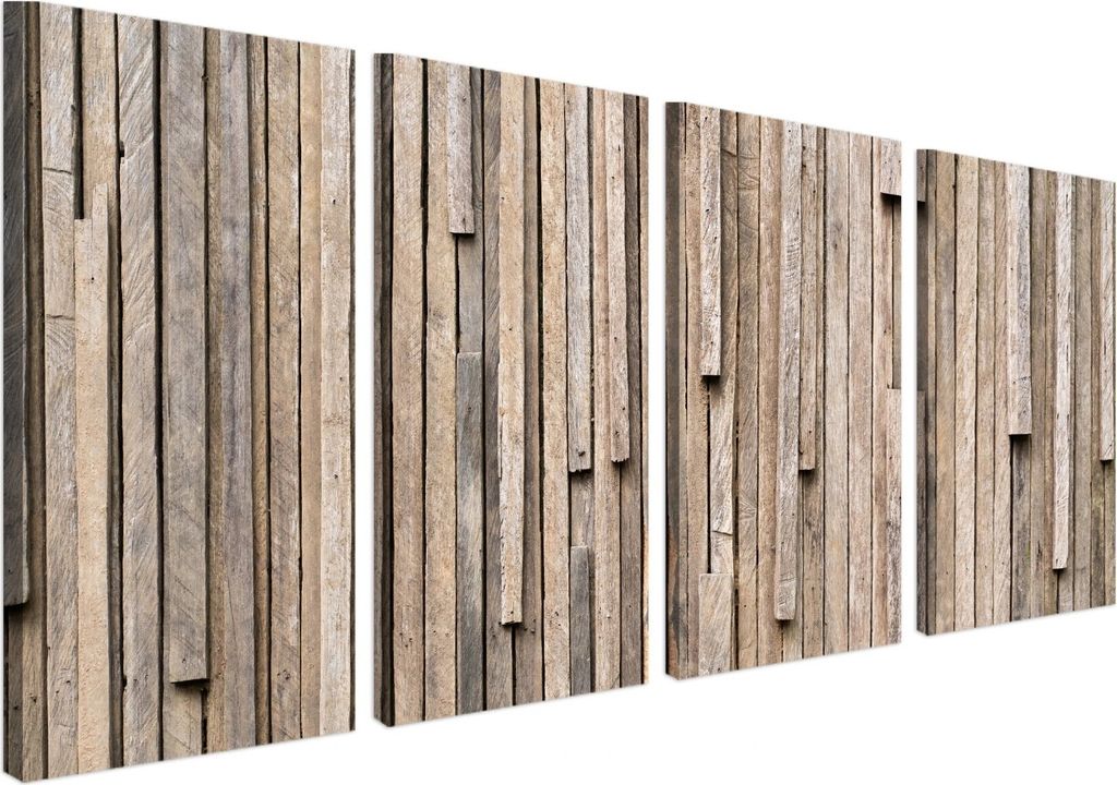 Wandbild Wanddeko Bretter auf Leinwand - ökologische Tinte, Wasserfest - 4 Teilig 80x160 cm Leinwandbilder für wohnzimmer, schlafzimmer