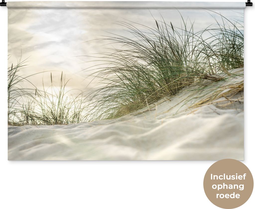 MuchoWow Wandteppich Wandbehang Dünen mit Strandhafer in der Sonne des Nationalparks Schleswig-Holsteinisches Wattenmeer 120x80 cm Tapisserie De...