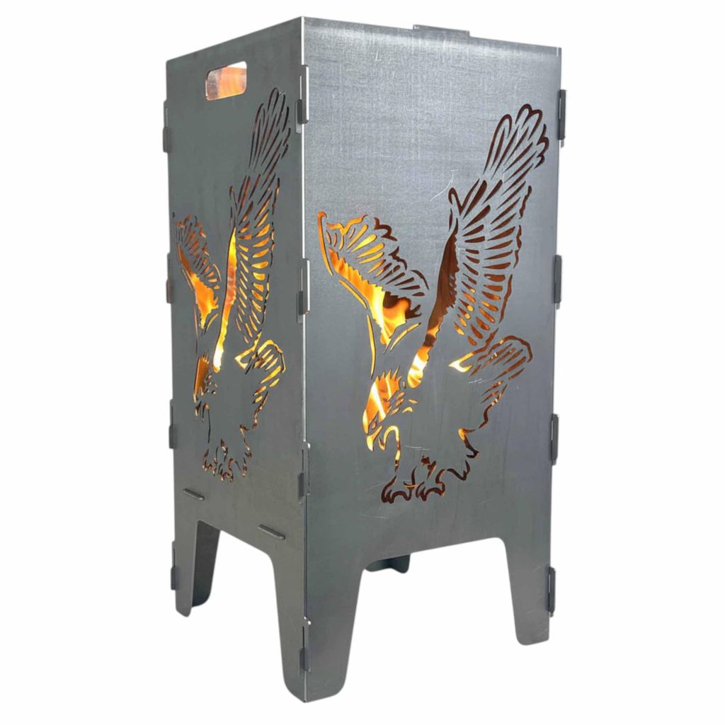 Feuerkorb Adler Motiv Stahl 3mm hochwertig Stecksystem 38x75cm