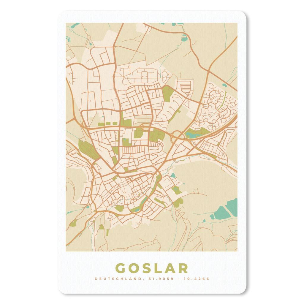 MuchoWow Mauspad Mousepad Goslar - Karte - Vintage - Stadtplan 40x60 cm - Mousepads - Maus Mat - Pad - Mausunterlage - Schreibtisch Accesoire