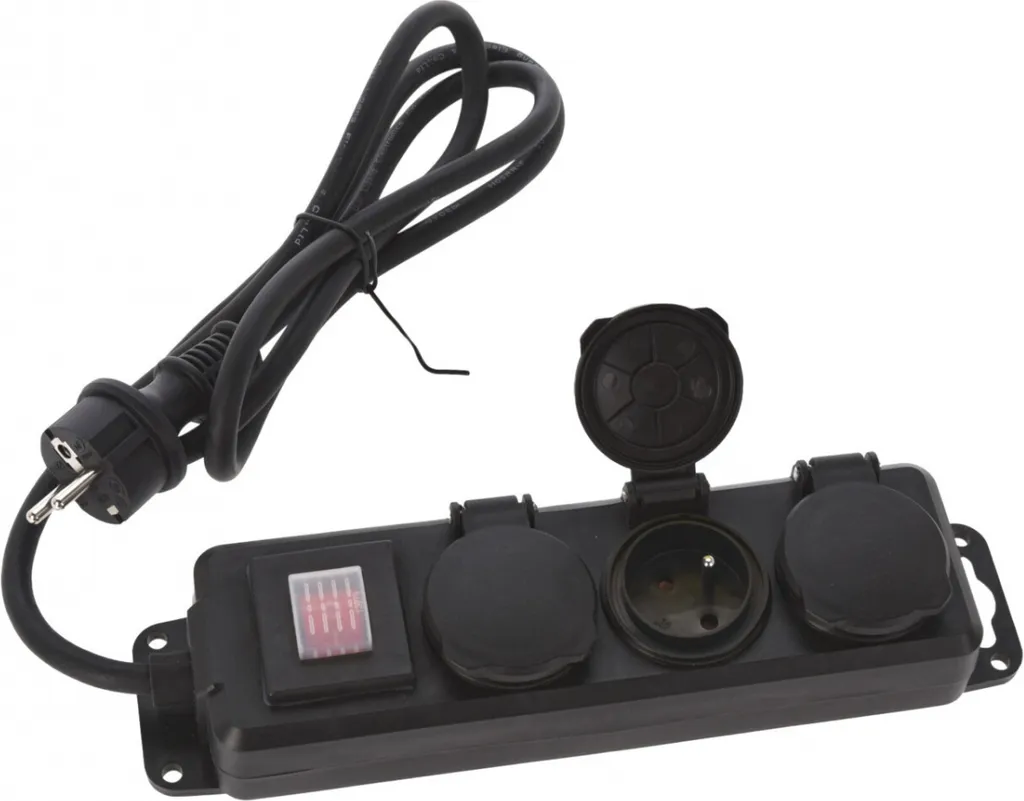Prolunga Elettrica FX TOOLS Nera - 3 Prese Sicure per Casa 1,4m - 1