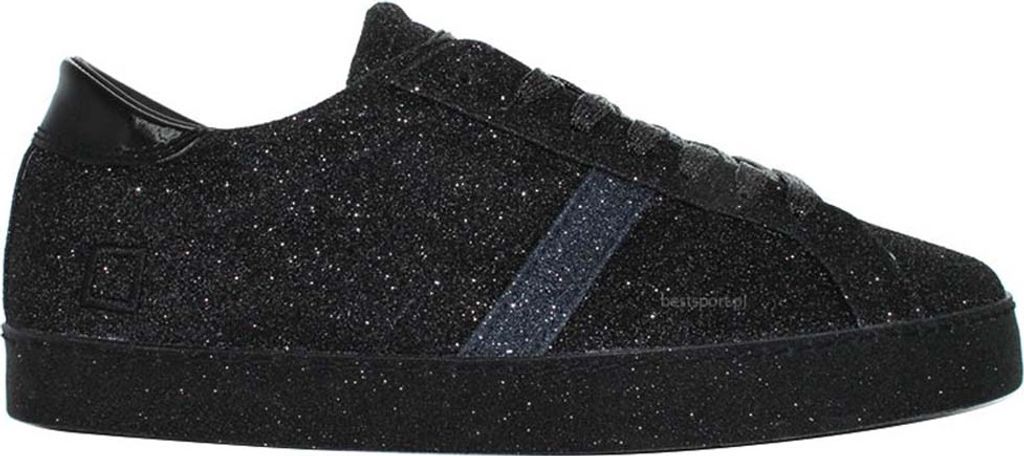 Italienische D.A.T.E. Damen Halbschuhe aus schwarzem Brokatleder 37