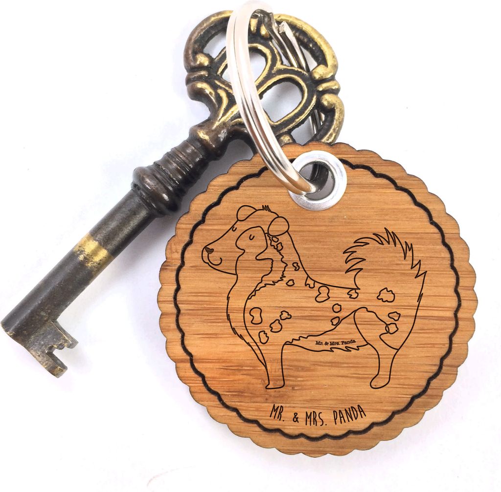 Mr. & Mrs. Panda Schlüsselanhänger Hund Australien Shepherd - Transparent - Geschenk, Sprüche, Taschenanhänger, Flauschig, Spruch, Holz, Holzan...