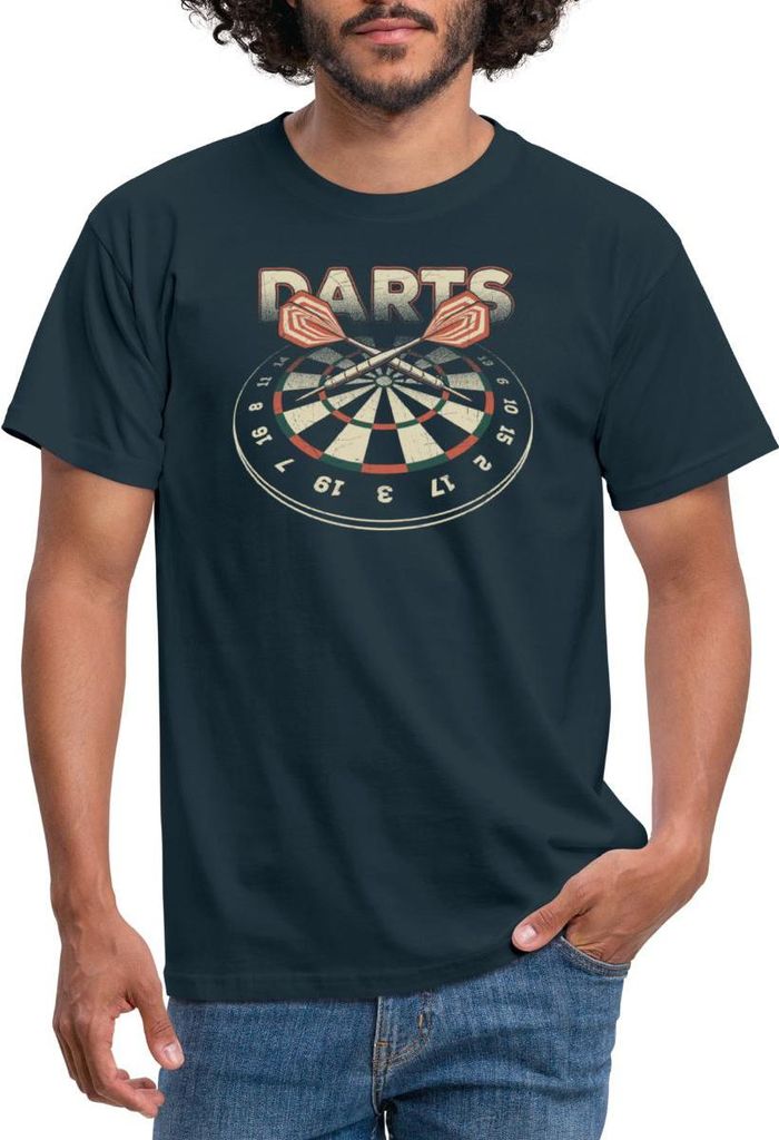 Spreadshirt Darts 3D Sport Dartboard Dartscheibe Männer T-Shirt, XXL, Navy