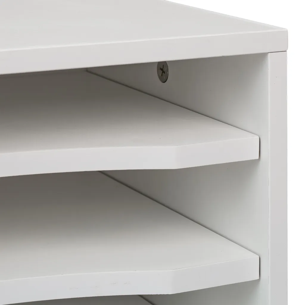 Relaxdays Porte-documents blanc 4 compartiments pour bureau et tri A4 - 5