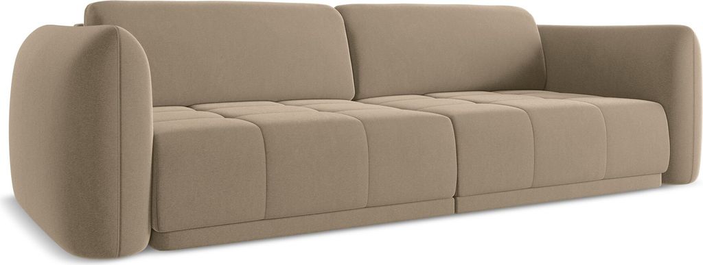 3-Sitzer Sofa - Samt - Hell beige - HOKU
