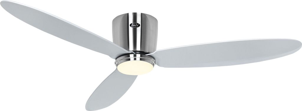 Energiespar Deckenventilator mit LED Beleuchtung und Fernbedienung Eco Plano II 132 cm Chrom
