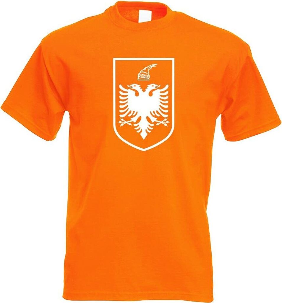 Kiwistar - T-Shirt - orange - Albanien Wappen Motiv Bedruckt Funshirt Design Print - mit Motiv Bedruckt - Funshirt Design - Sport - Freizeit - Herr...