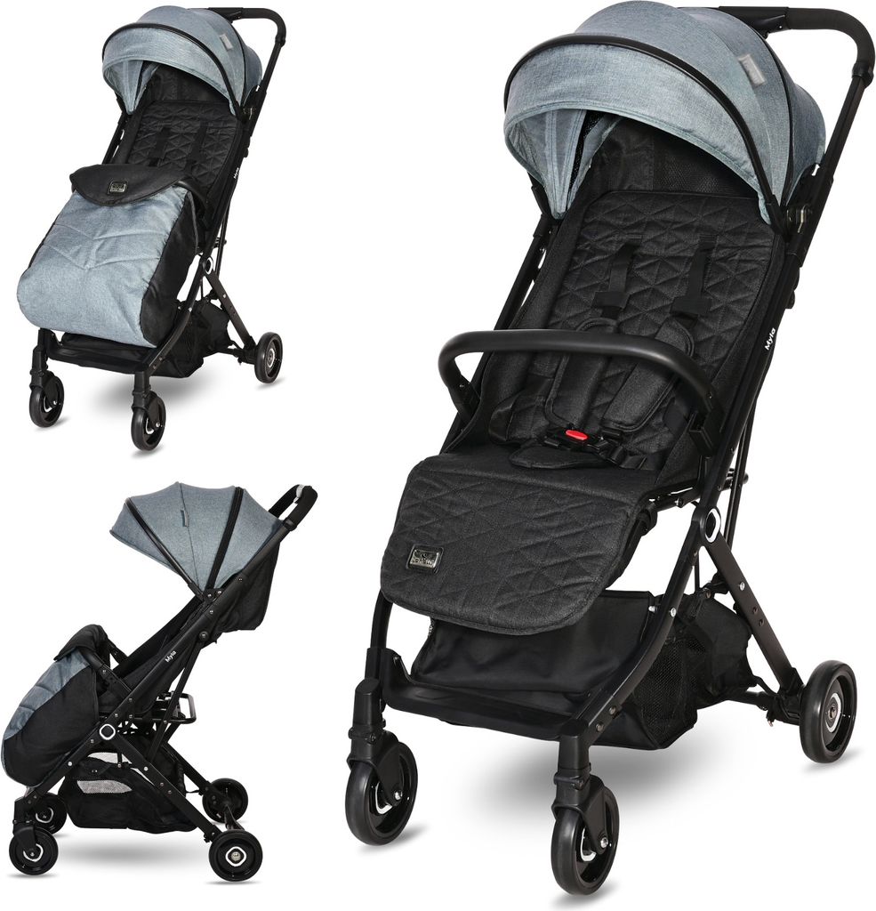 Lorelli Kinderwagen Myla, Reisebuggy mit Liegeposition, Baby Buggy mit Liegefunktion klein, Leicht, Nur 7 kg, Kinderbuggy klappbar bis 15kg, Blau