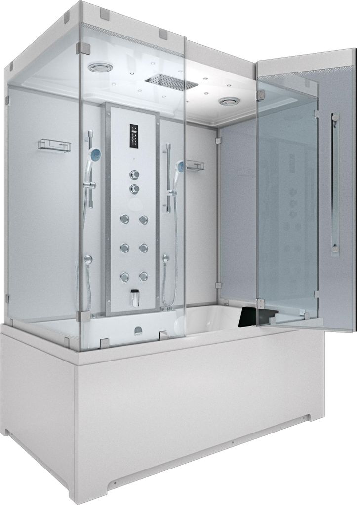 Kombination Badewanne Dusche K80-WS-EH-C-SC-EA Duschtempel 180x100 cm aktive Schlauch-Reinigung