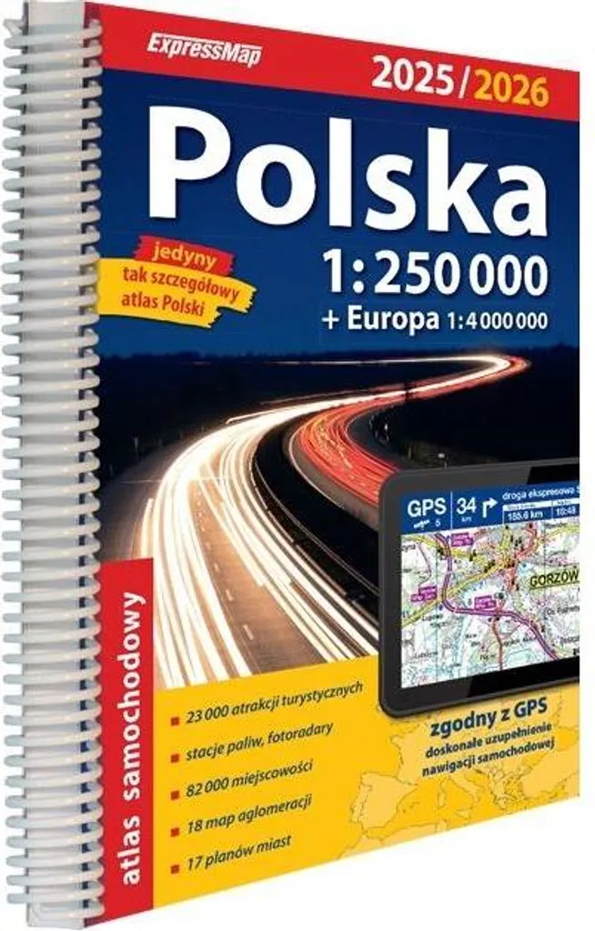 Atlas routier Pologne 2025 - Carte Pologne 1:250 000 Plastifiée