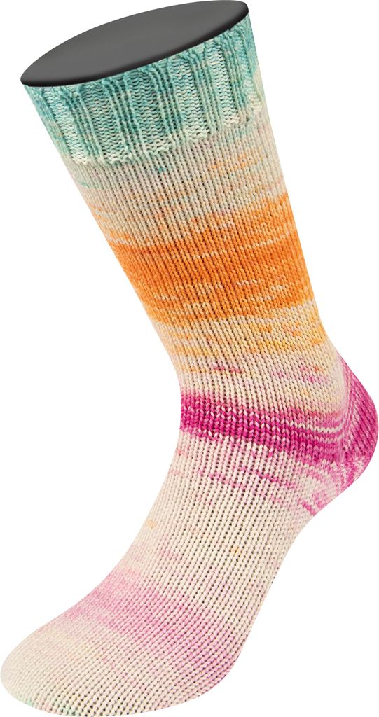 Lana Grossa - Meilenweit 100g Dusk 6209 fuchsia pink creme zitrusgelb türkis orange