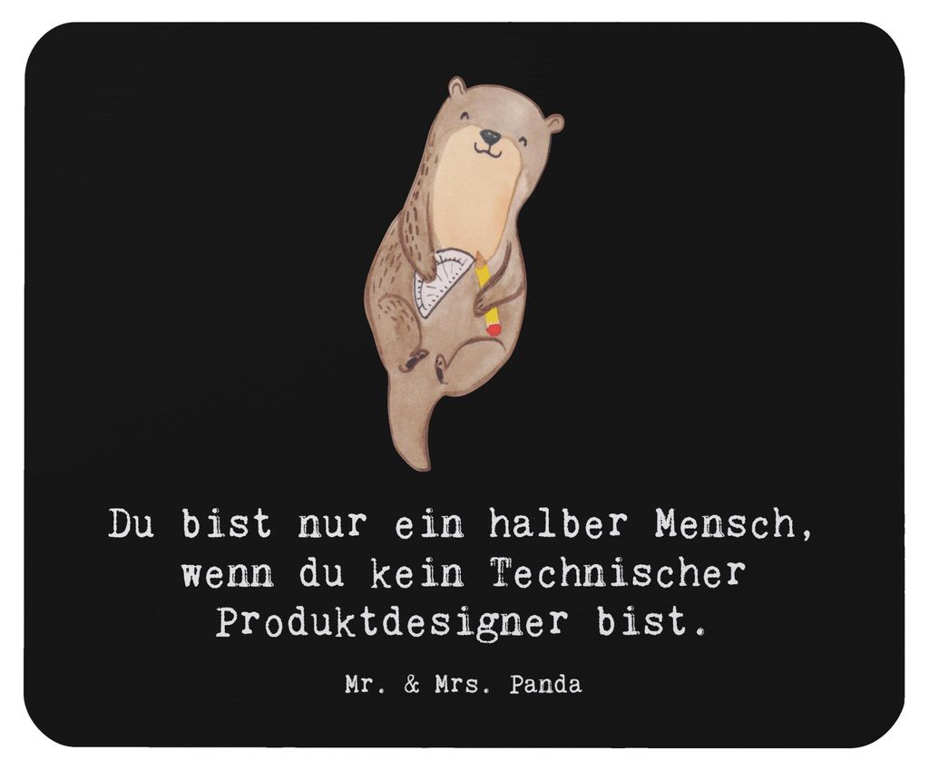 Mr. & Mrs. Panda Mauspad Technischer Produktdesigner Herz - Schwarz - Geschenk, Mouse Pad, laptop mousepad, computer, mausteppich