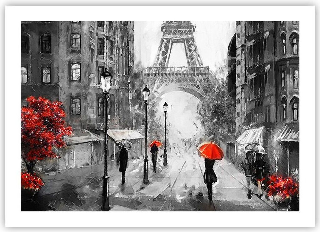 Poster - Poster ohne Rahmen - Paris Stadt Zuhause - 70x50 cm - Wand Bild - Wanddeko - Wandbilder - Kunstposter - Wandposter - Bilder - Kunstdruck -...