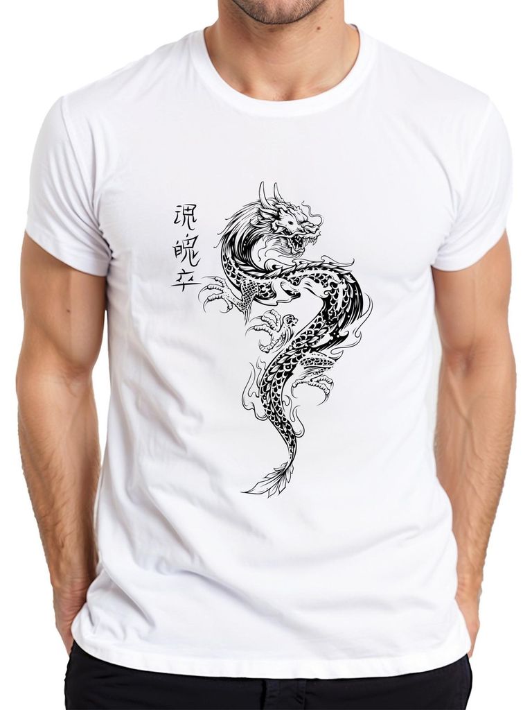 Japans draak, Irezumi, oosterse draak, Azië, Koi, vlam, Productafbeelding 