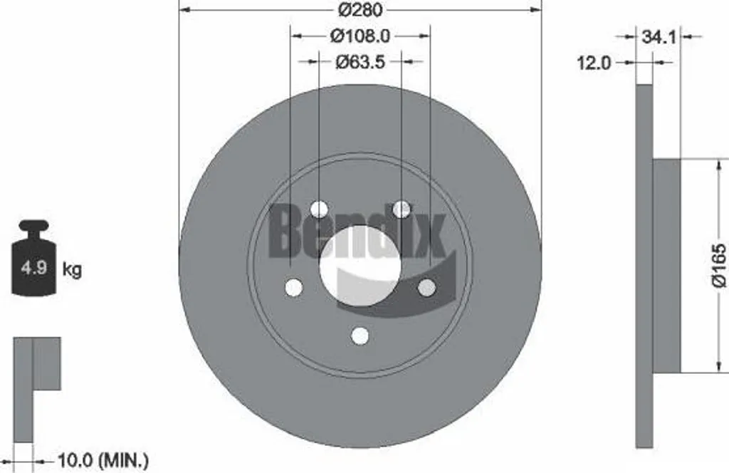 BDS1360 BENDIX Disque de Frein OE 1323102 pour Mondeo et X-Type