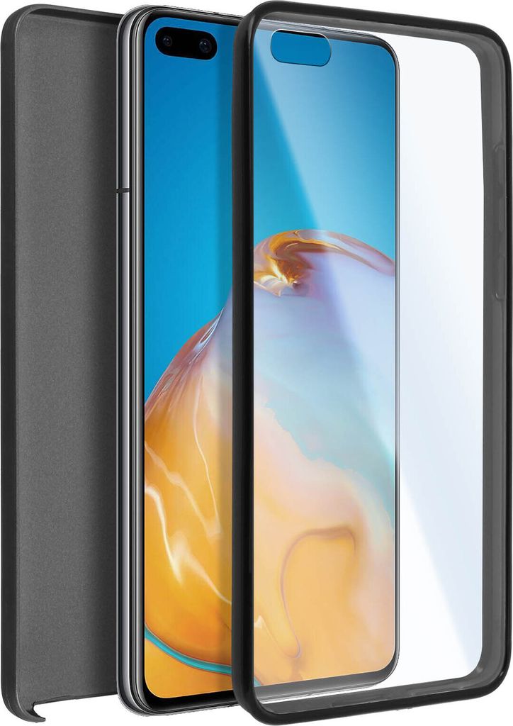 Avizar, Rundumhülle weich vorn hart hinten für Huawei P40, Schwarz