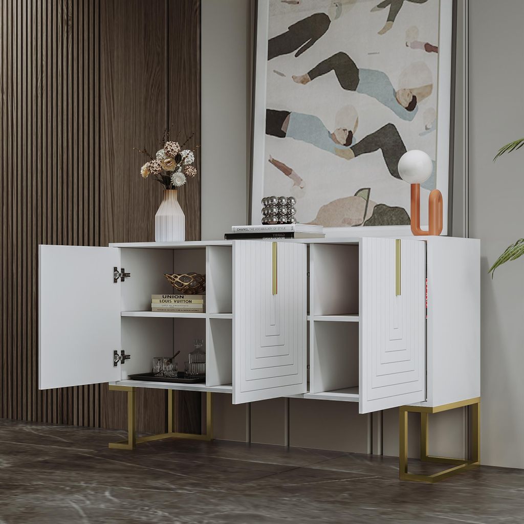 OKWISH Buffet 3 Portes avec Étagères Réglables, Meuble de Image du produit 