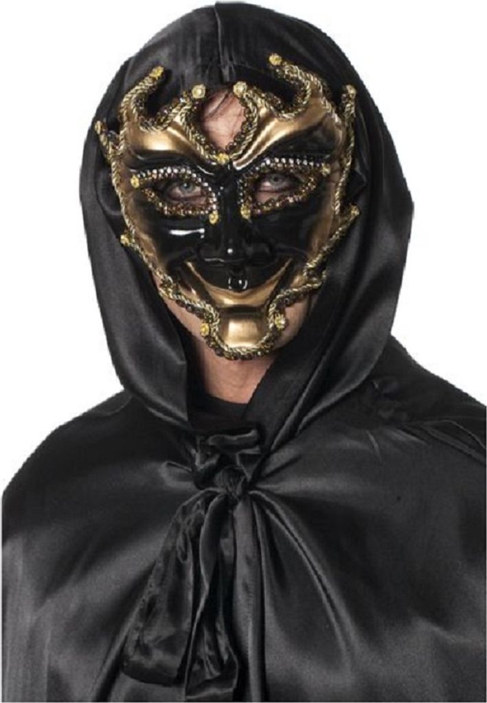 W34502 schwarz-gold Damen Herren Venezianische Maske mit Produktbild 