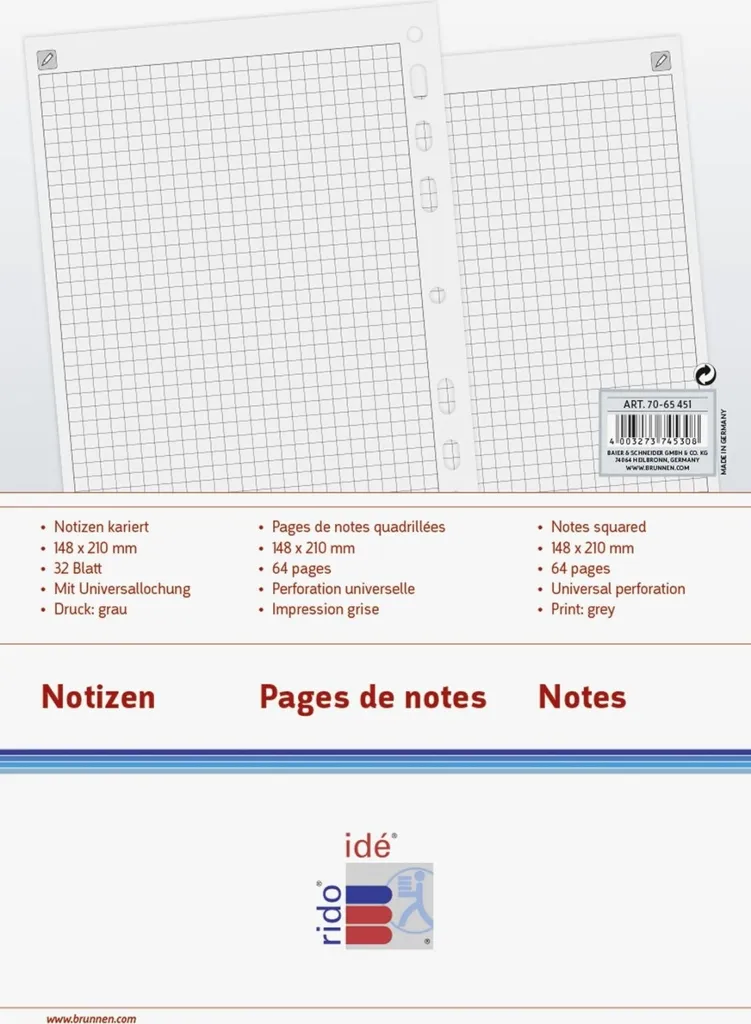 Recharge 5Xrido idé 7065451 T1 papier quadrillé pour bloc-notes