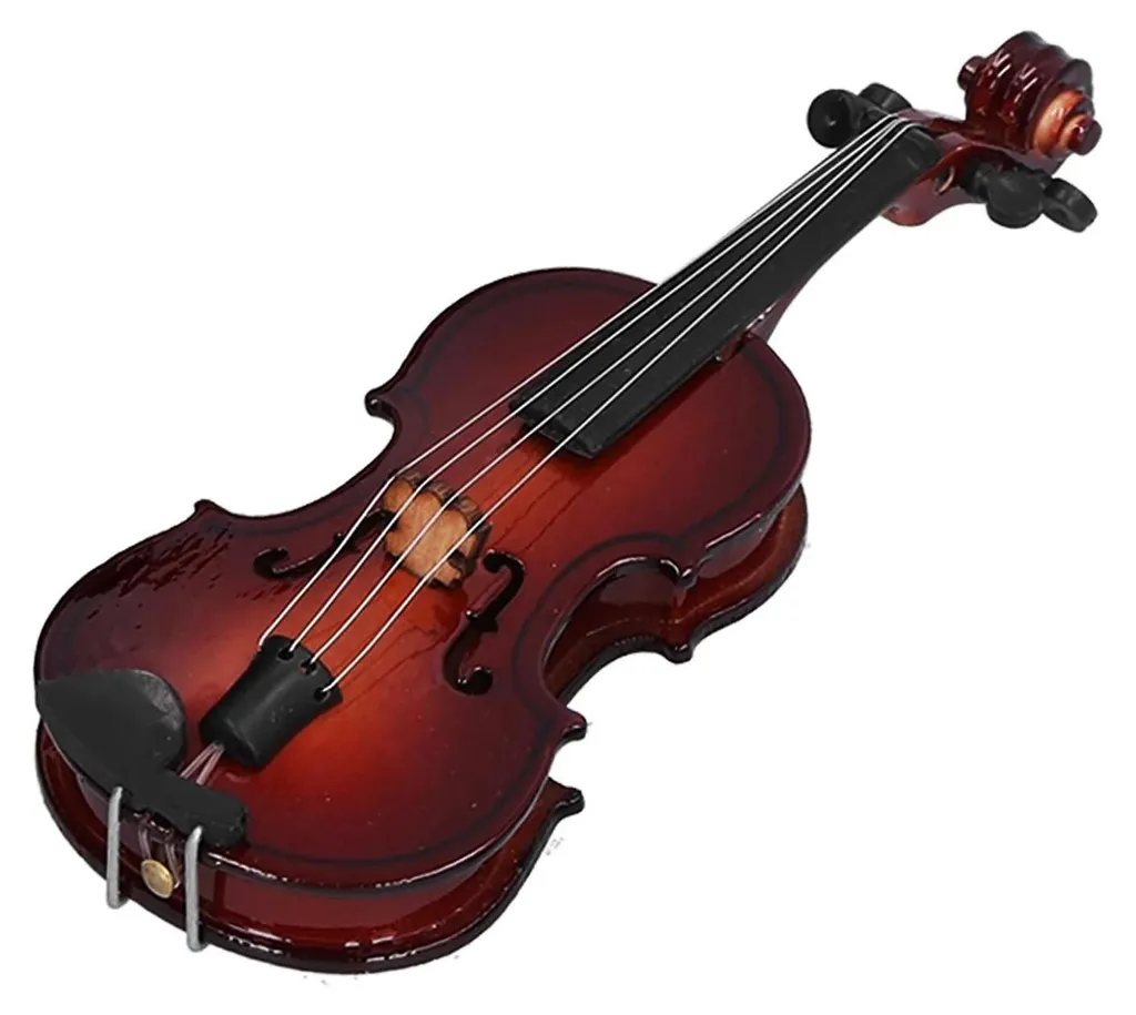 Statue de mini violon en argile artisanale - Objet déco de collection