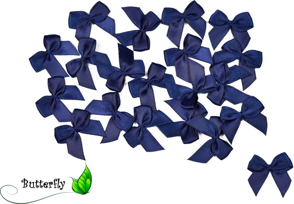 Satinschleifen 25mm, 20 Stück, Farbe:dunkel blau / navy 370 Produktbild 